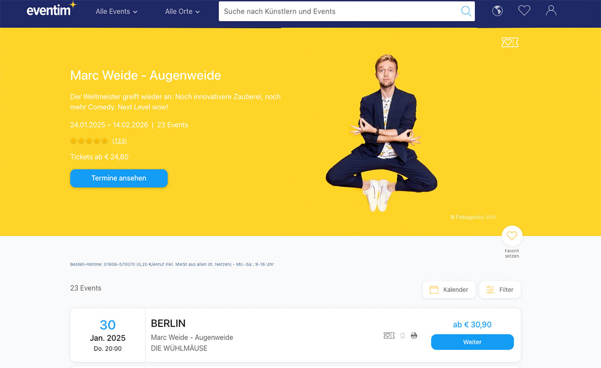 Plakatcover Referenz Marc Weide, Weltmeister der Magie, Zauberer